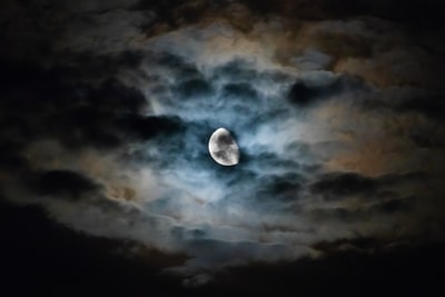 长时间曝光摄影的月亮和云
